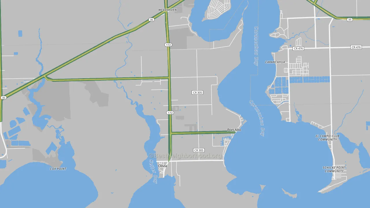 Port Alto, TX Map of Noise Levels in Port Alto
