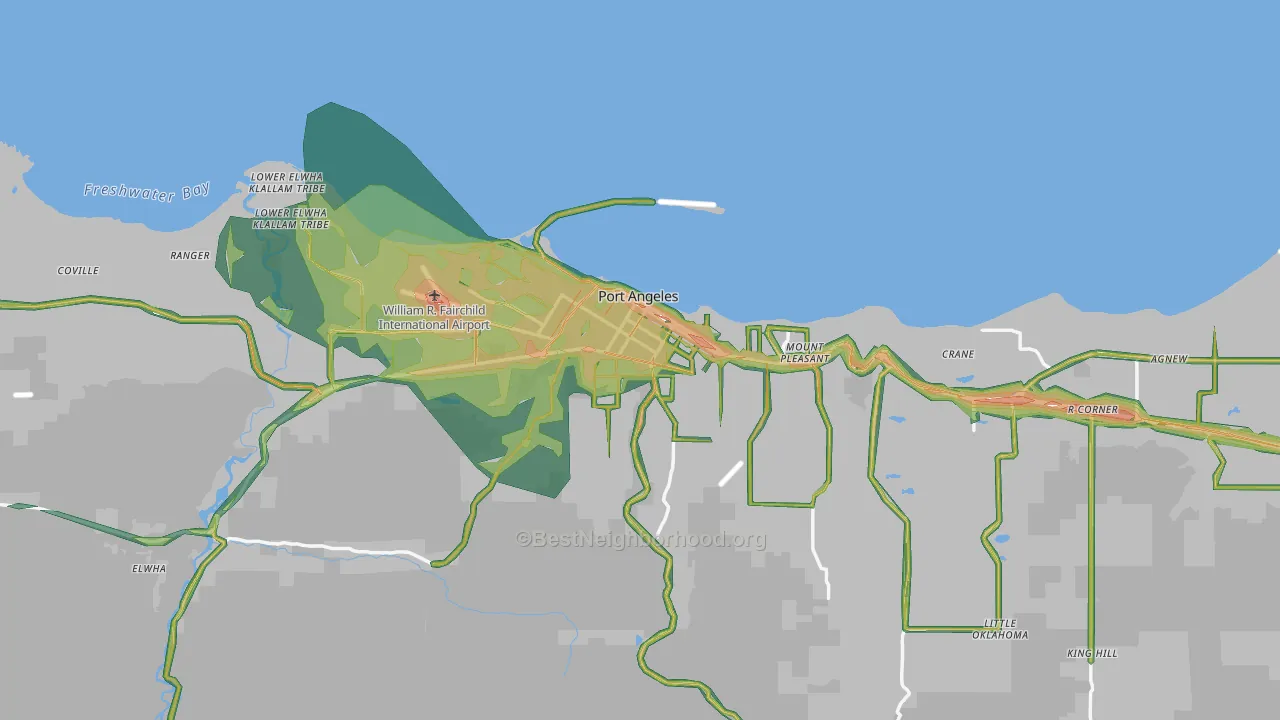 Port Angeles, WA Map of Noise Levels in Port Angeles
