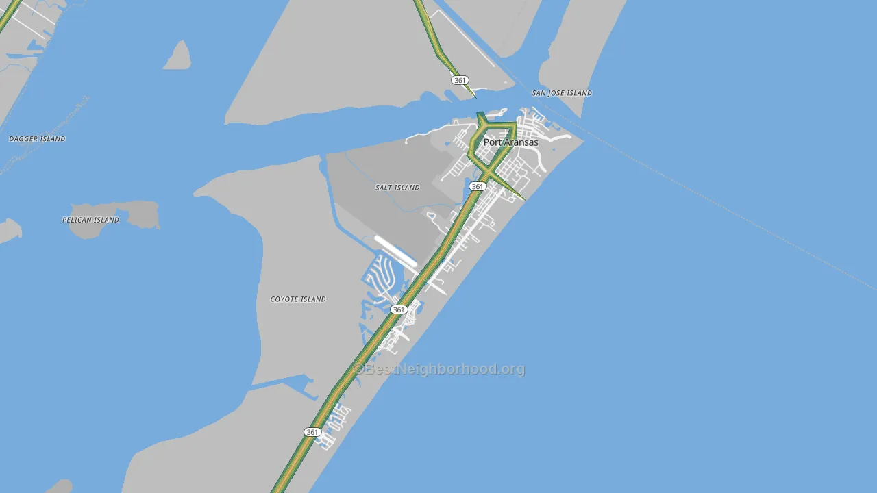 Port Aransas, TX Map of Noise Levels in Port Aransas