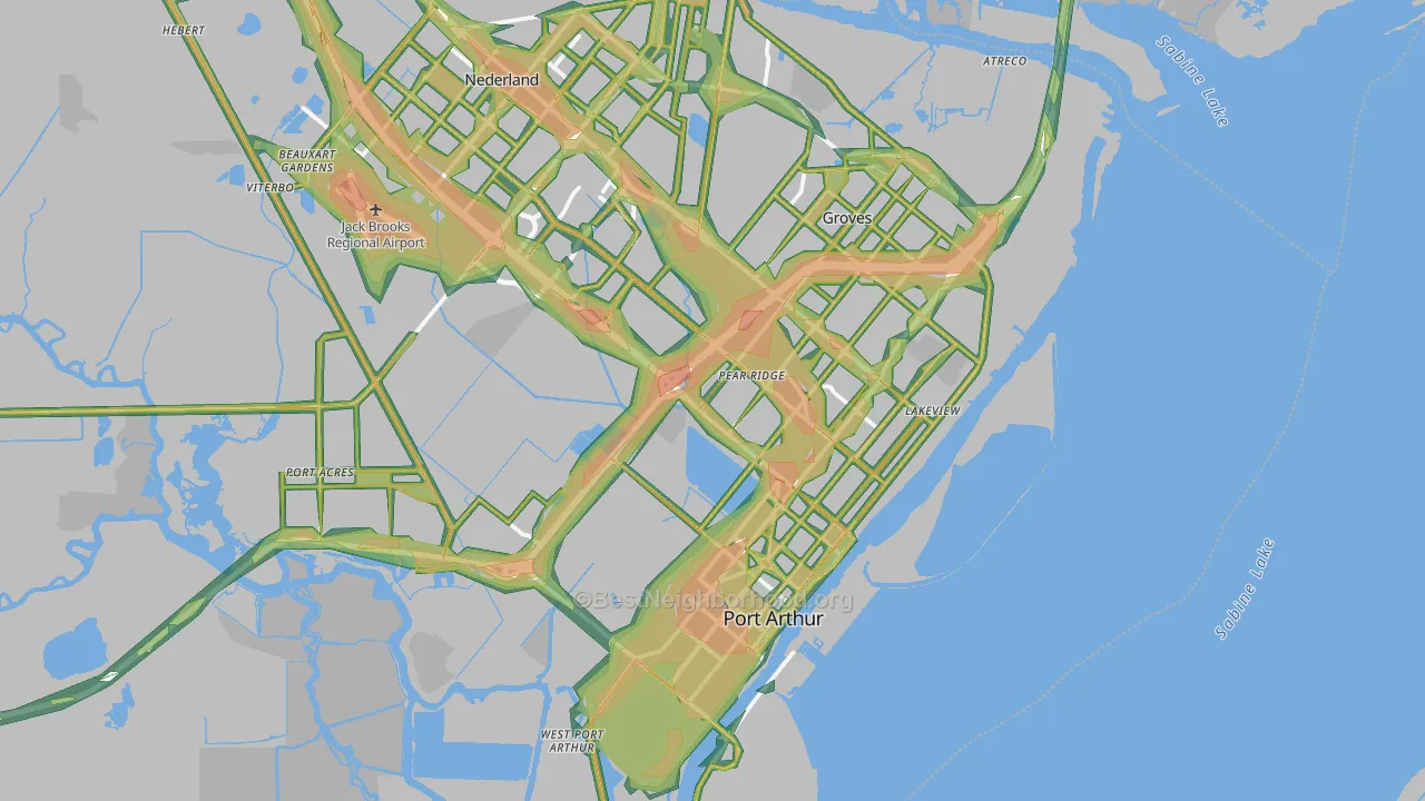 Port Arthur, TX Map of Noise Levels in Port Arthur