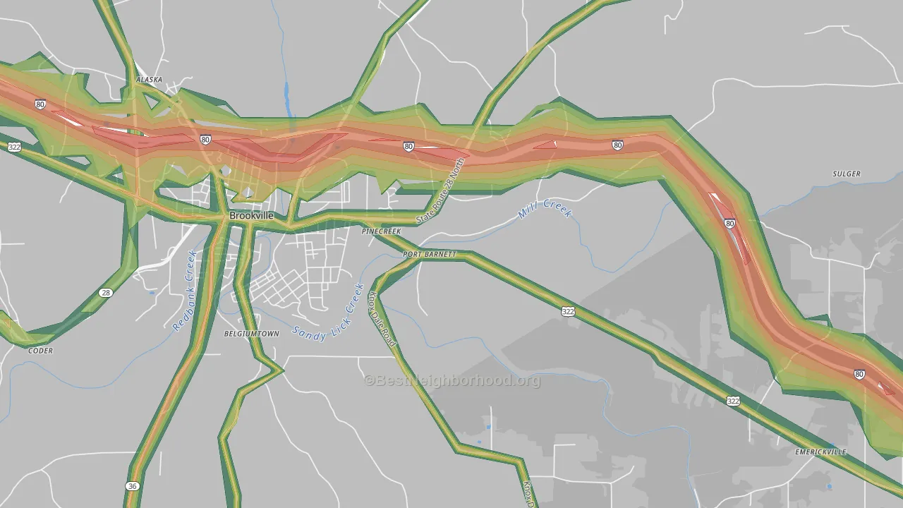 Port Barnett, PA Map of Noise Levels in Port Barnett