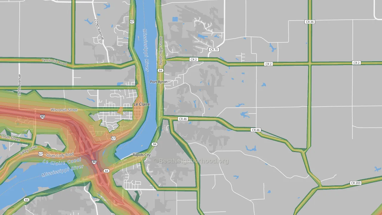 Port Byron, IL Map of Noise Levels in Port Byron
