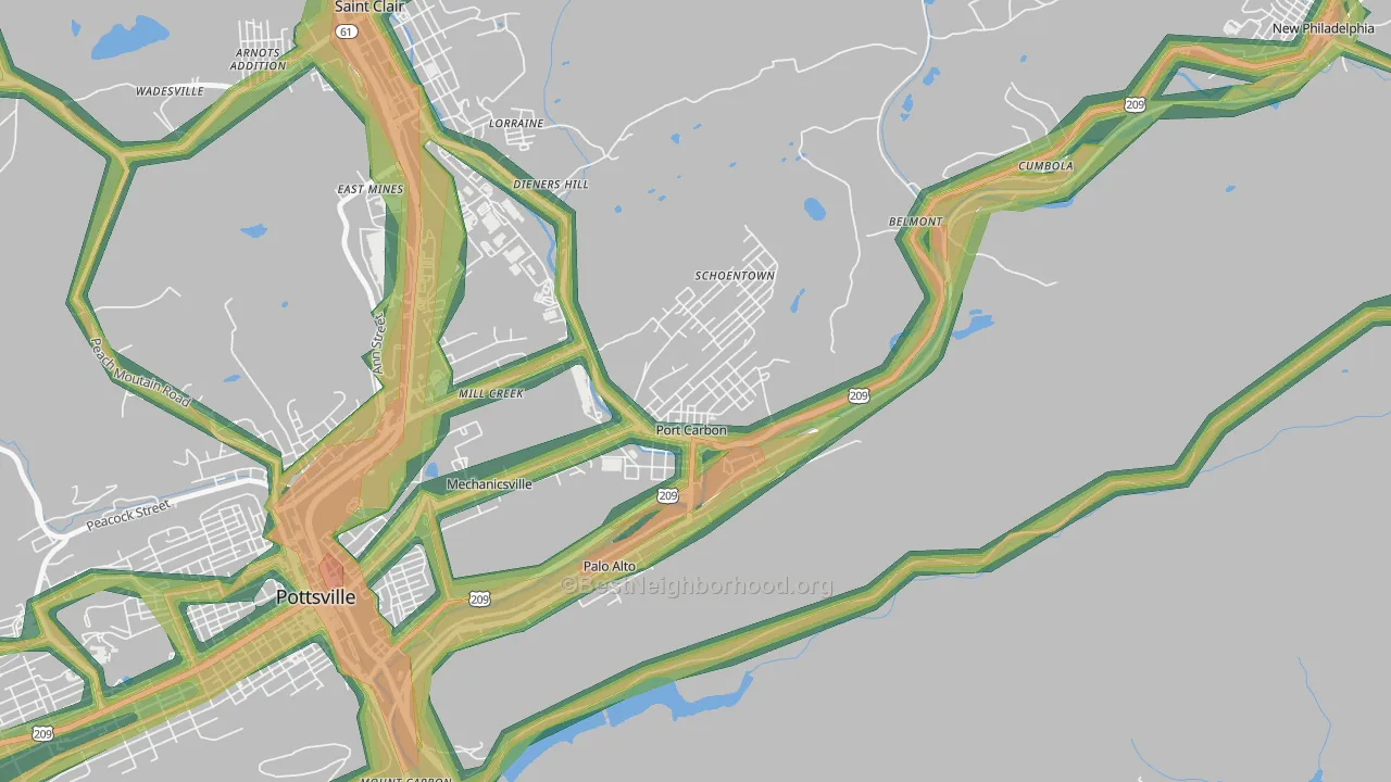 Port Carbon, PA Map of Noise Levels in Port Carbon