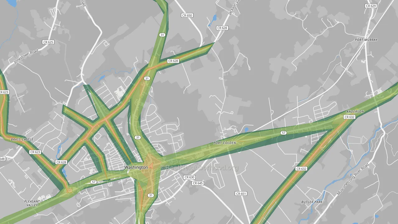 Port Colden, NJ Map of Noise Levels in Port Colden