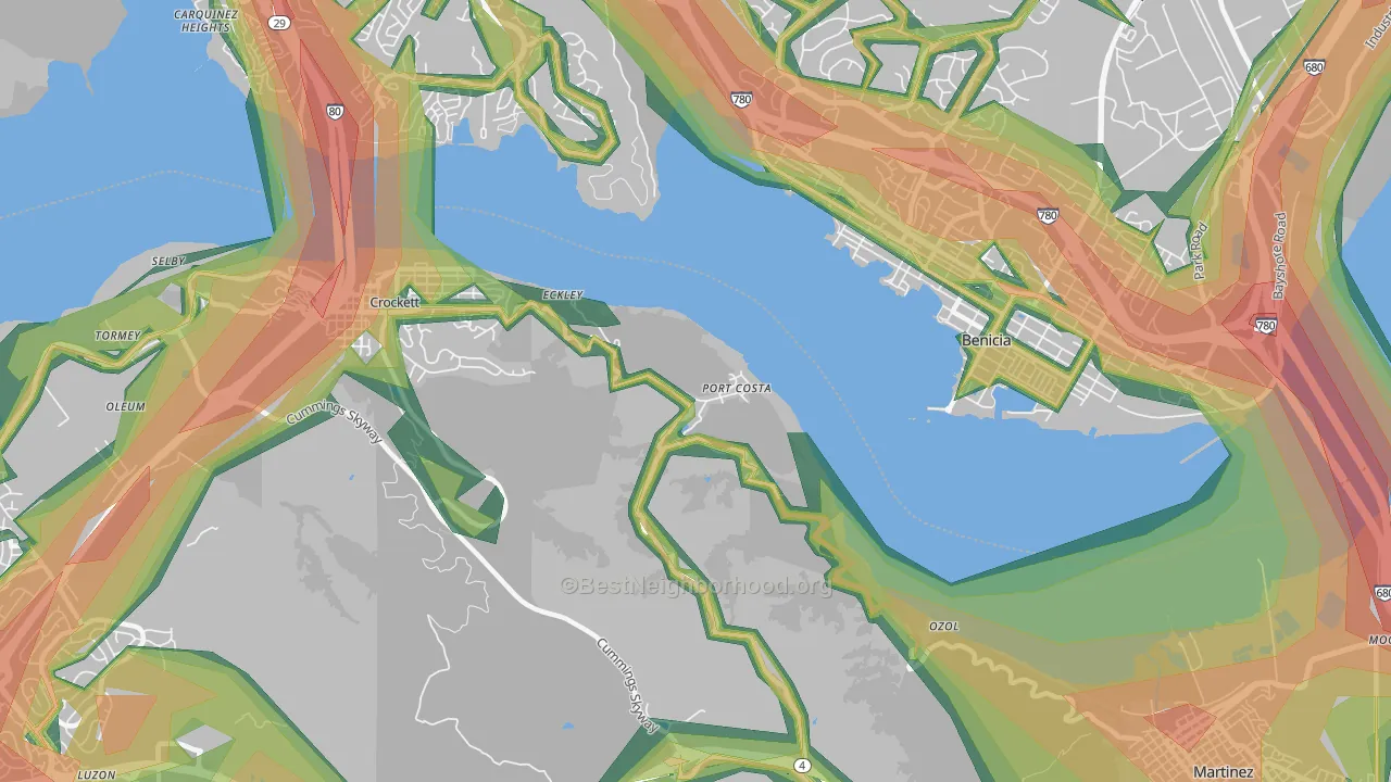 Port Costa, CA Map of Noise Levels in Port Costa
