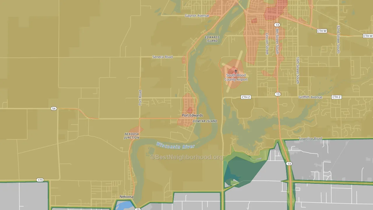 Port Edwards, WI Map of Noise Levels in Port Edwards