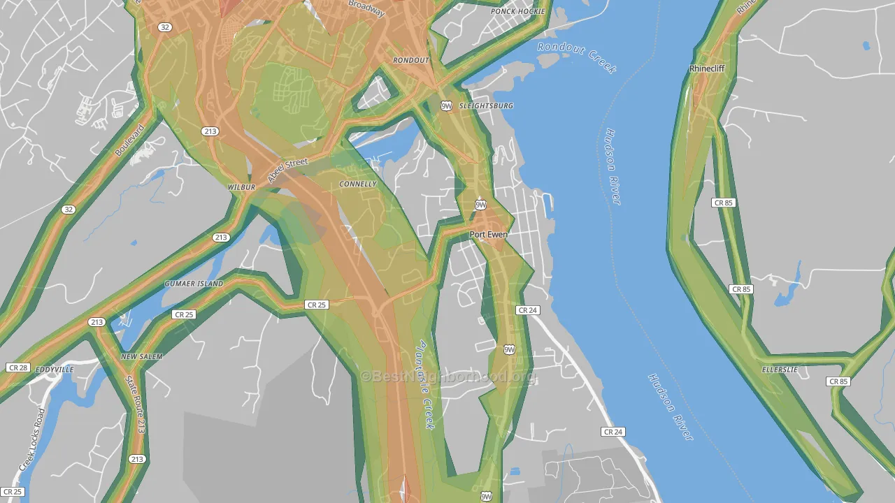 Port Ewen, NY Map of Noise Levels in Port Ewen
