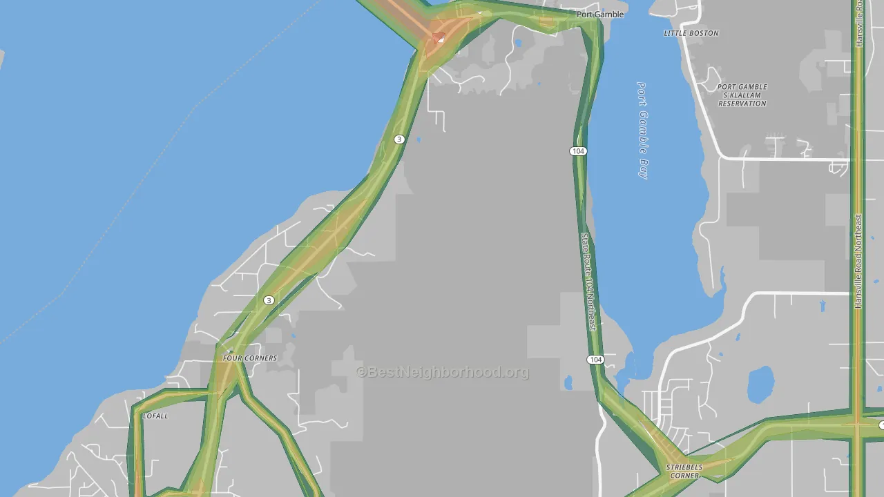 Port Gamble, WA Map of Noise Levels in Port Gamble