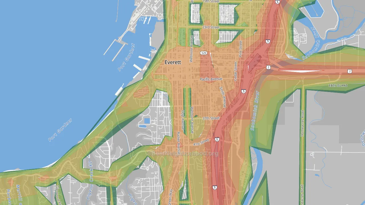 Port Gardner, Everett, WA Map of Noise Levels in Port Gardner