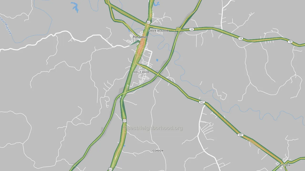 Port Gibson, MS Map of Noise Levels in Port Gibson