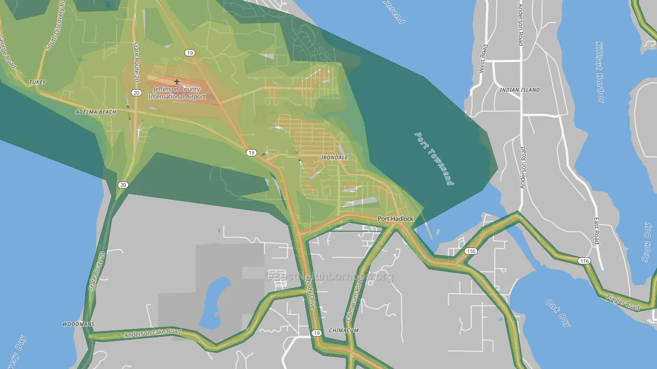 Port Hadlock-Irondale, WA Map of Noise Levels in Port Hadlock-Irondale