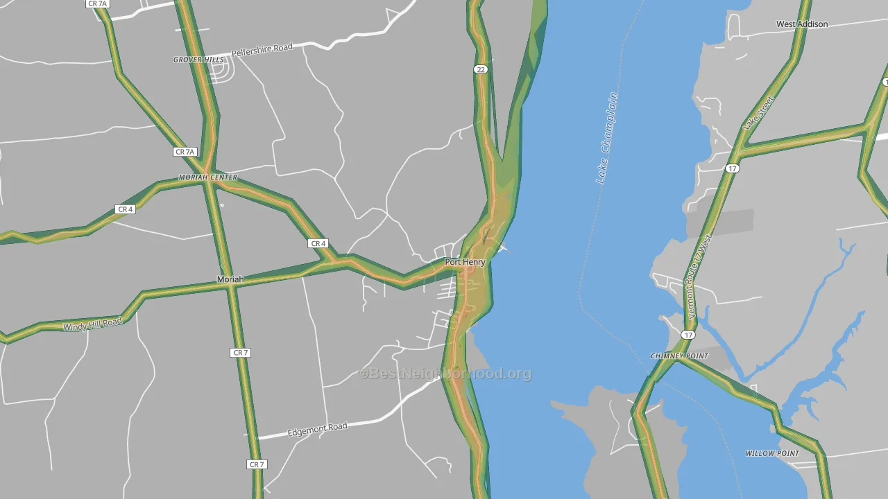 Port Henry, NY Map of Noise Levels in Port Henry