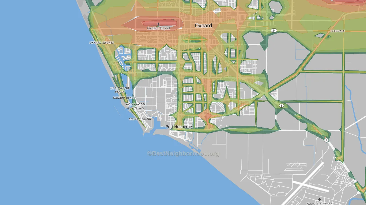 Port Hueneme, CA Map of Noise Levels in Port Hueneme