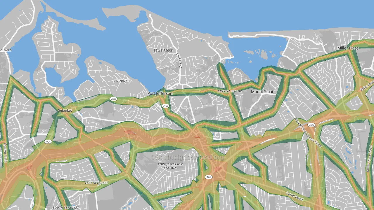 Port Jefferson, NY Map of Noise Levels in Port Jefferson