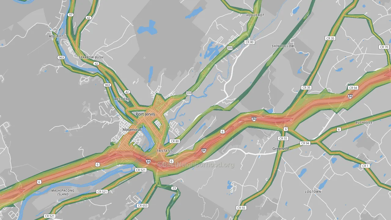 Port Jervis, NY Map of Noise Levels in Port Jervis