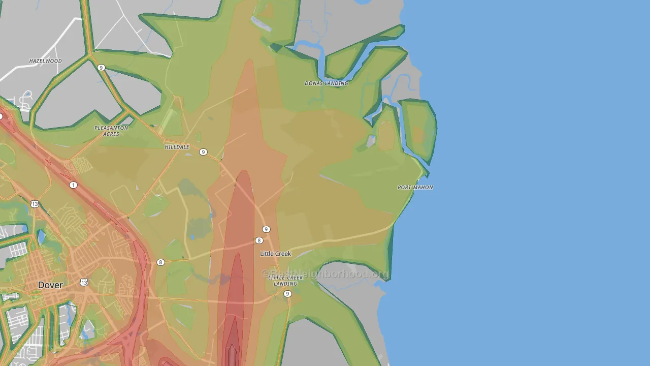 Port Mahon, DE Map of Noise Levels in Port Mahon
