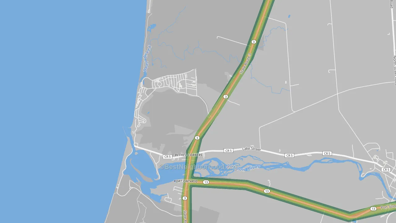Port Ontario, NY Map of Noise Levels in Port Ontario