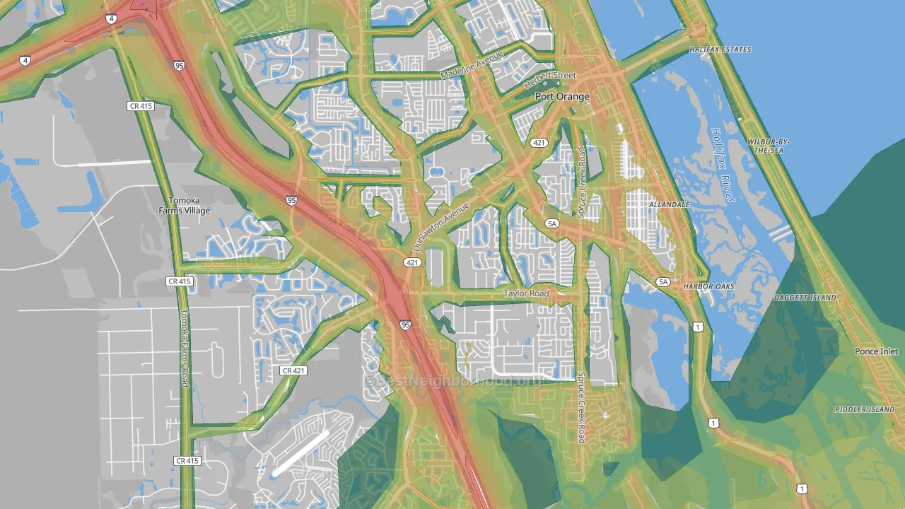 Port Orange, FL Map of Noise Levels in Port Orange
