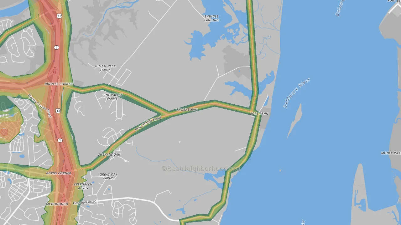 Port Penn, DE Map of Noise Levels in Port Penn