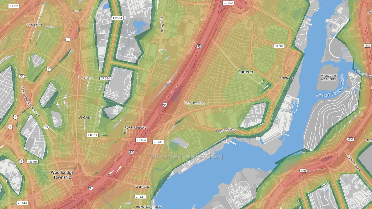 Port Reading, NJ Map of Noise Levels in Port Reading