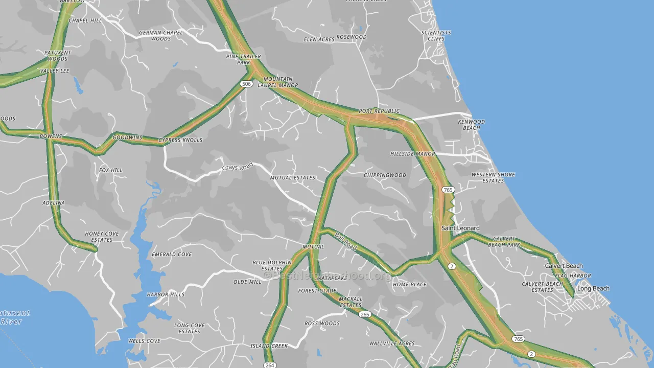 Port Republic, MD Map of Noise Levels in Port Republic