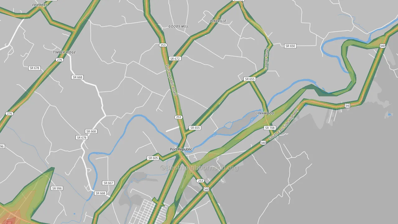 Port Republic, VA Map of Noise Levels in Port Republic