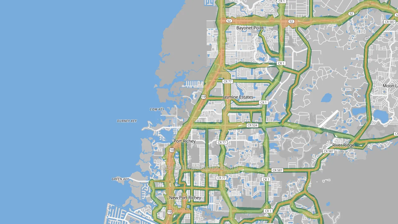 Port Richey, FL Map of Noise Levels in Port Richey