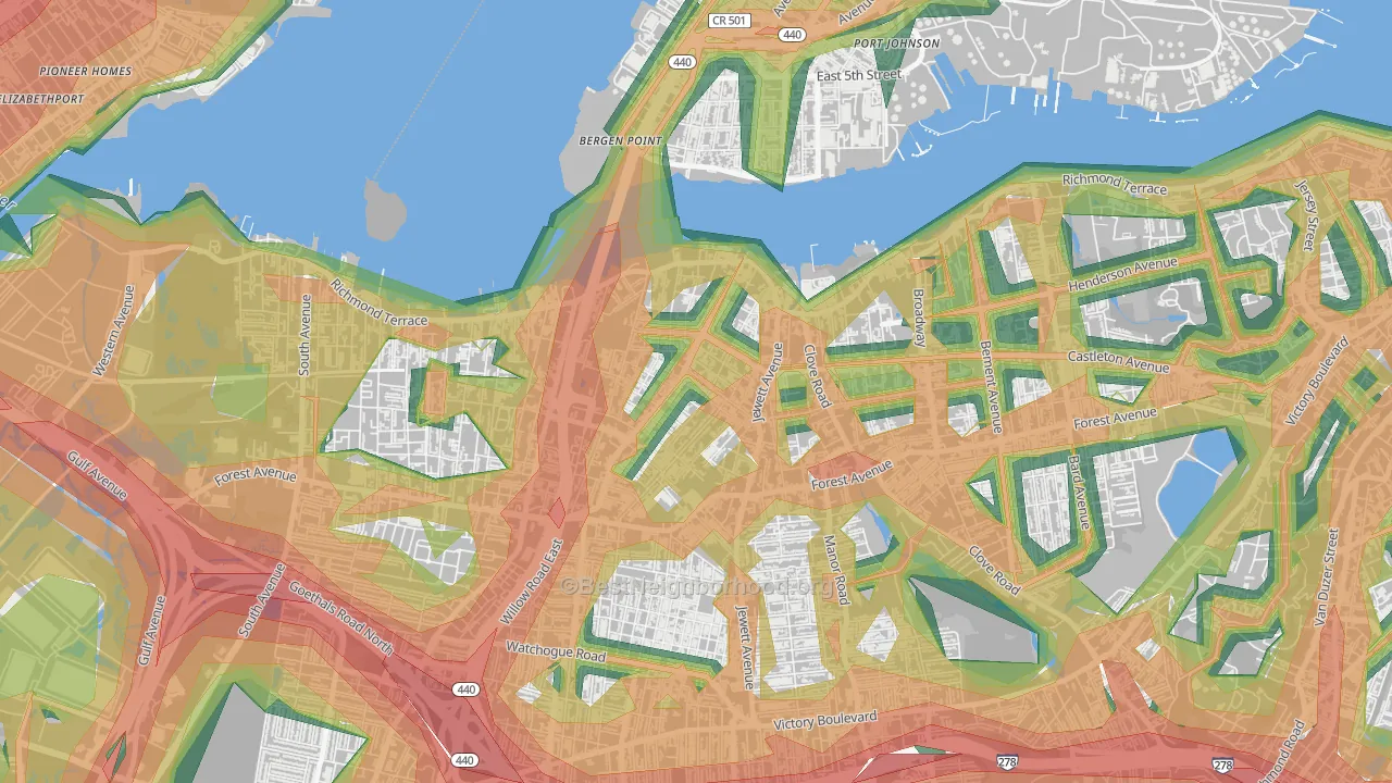 Port Richmond, Staten Island, NY Map of Noise Levels in Port Richmond