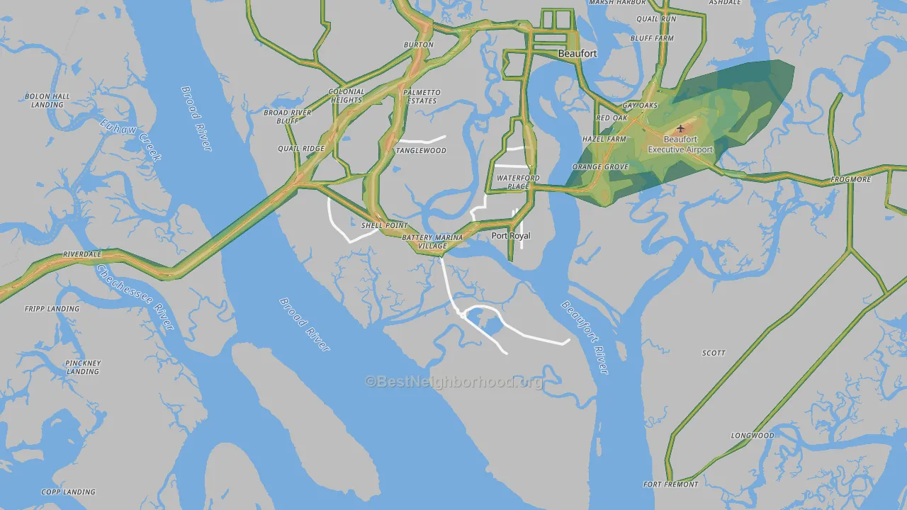 Port Royal, SC Map of Noise Levels in Port Royal