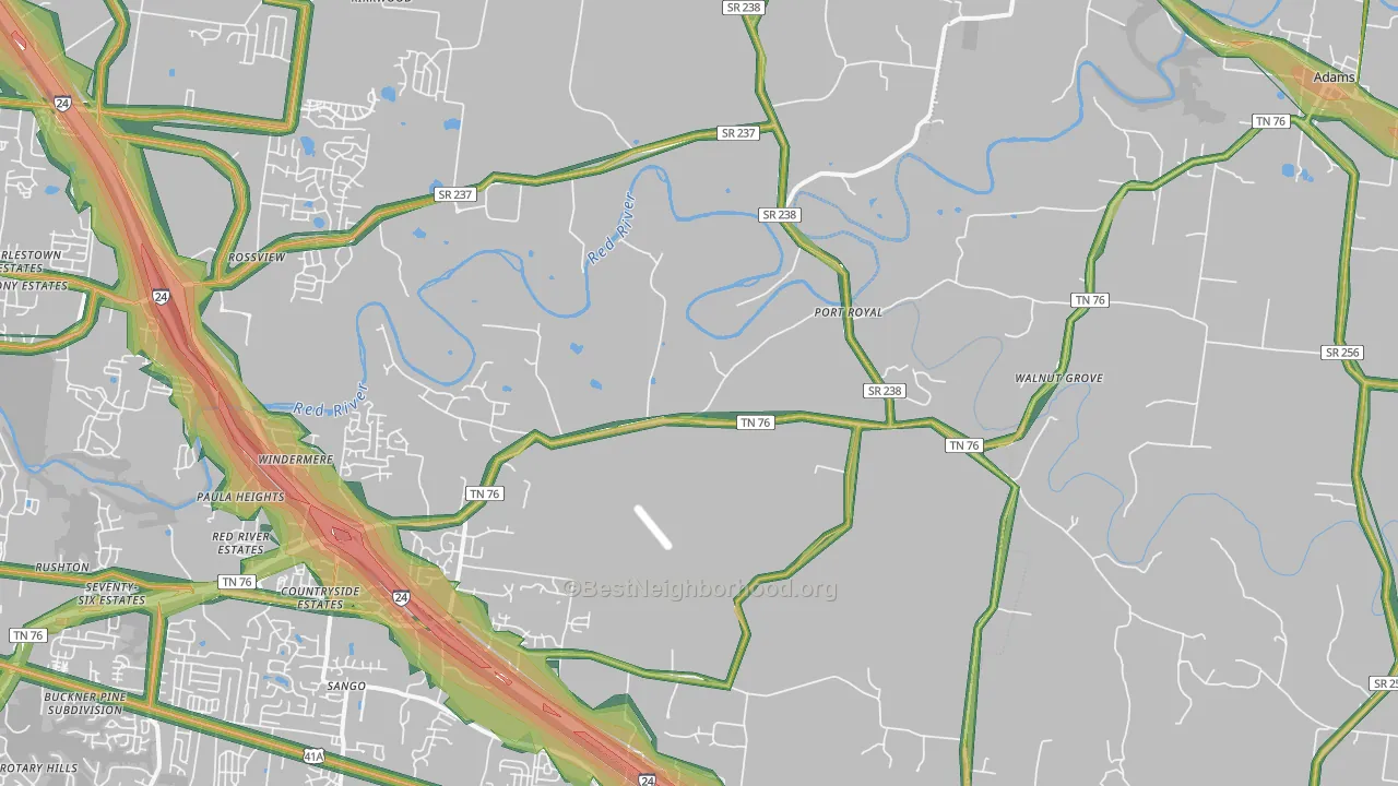 Port Royal, TN Map of Noise Levels in Port Royal
