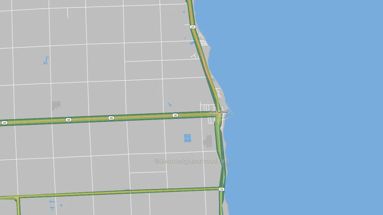 Port Sanilac, MI Map of Noise Levels in Port Sanilac