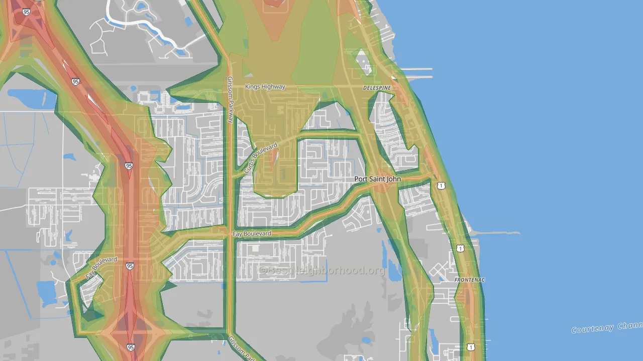 Port St. John, FL Map of Noise Levels in Port St. John