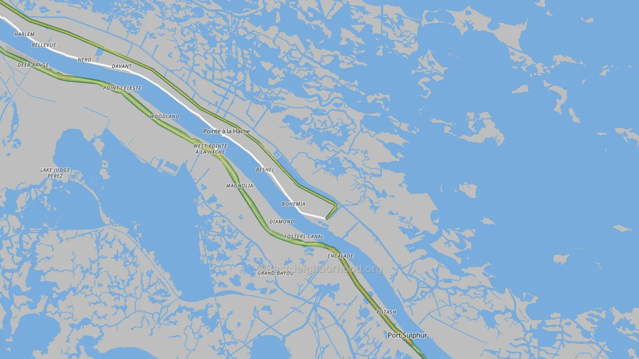 Port Sulphur, LA Map of Noise Levels in Port Sulphur