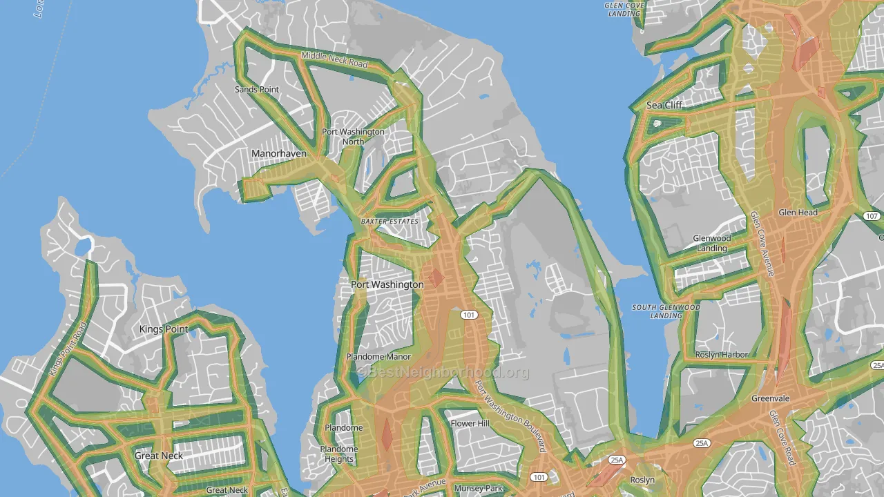Port Washington, NY Map of Noise Levels in Port Washington