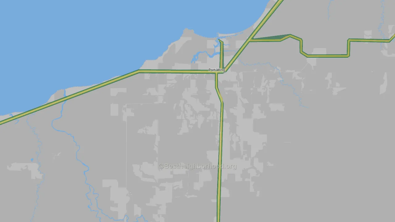 Port Wing, WI Map of Noise Levels in Port Wing