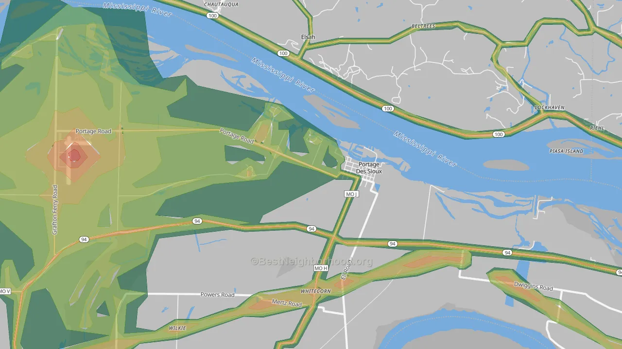 Portage Des Sioux, MO Map of Noise Levels in Portage Des Sioux
