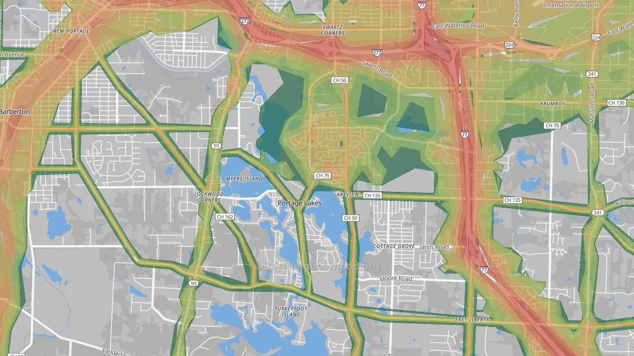 Portage Lakes, OH Map of Noise Levels in Portage Lakes