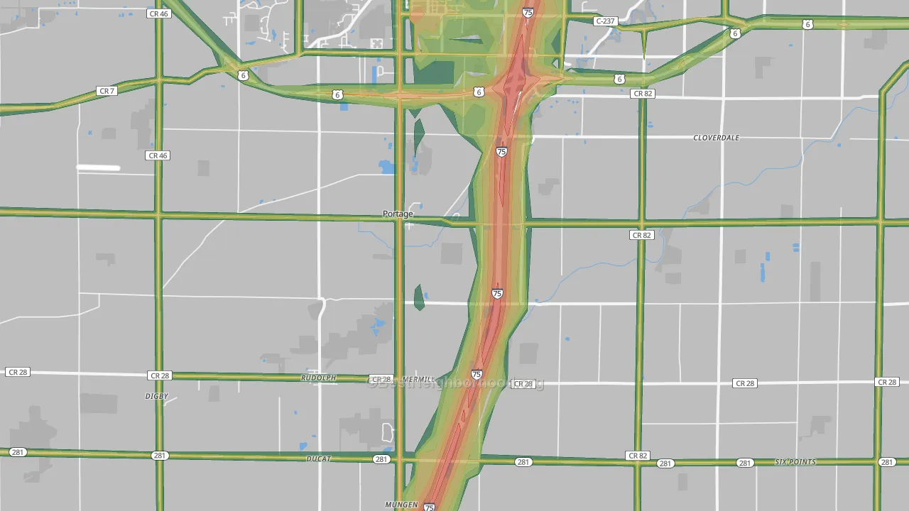 Portage, OH Map of Noise Levels in Portage