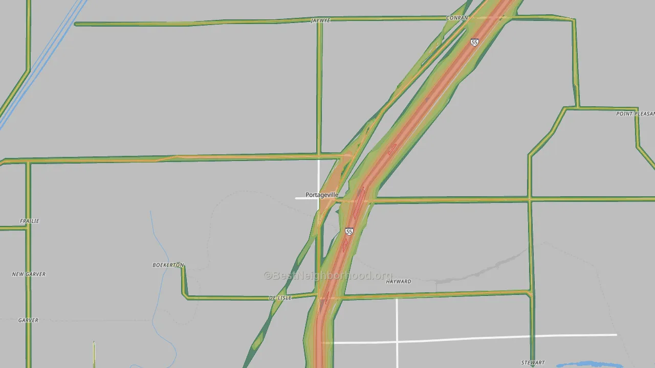 Portageville, MO Map of Noise Levels in Portageville