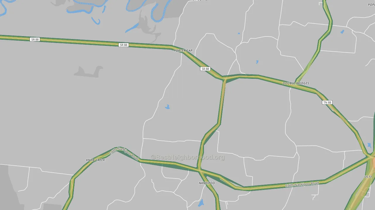 Porter Gap, TN Map of Noise Levels in Porter Gap