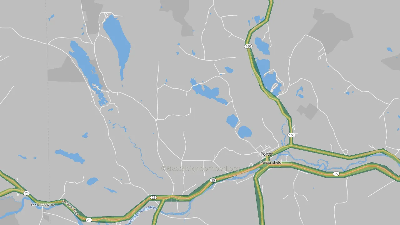 Porter, ME Map of Noise Levels in Porter