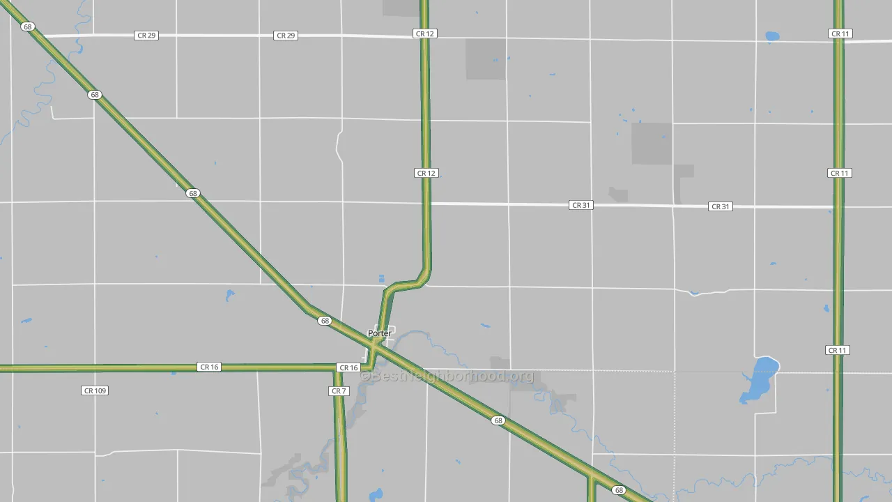 Porter, MN Map of Noise Levels in Porter