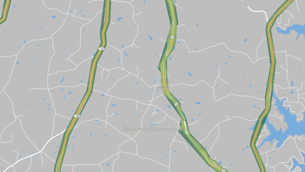 Porter, NC Map of Noise Levels in Porter