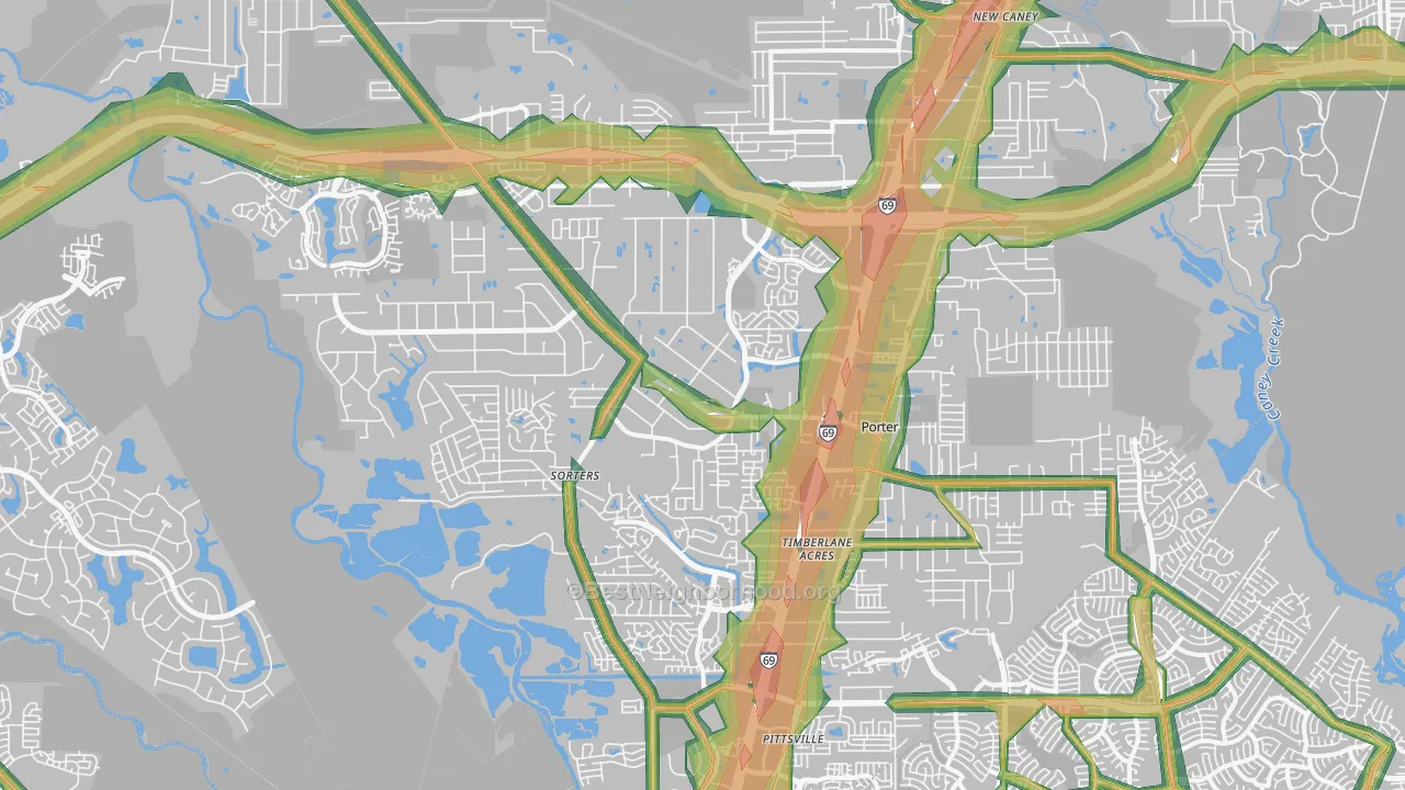Porter, TX Map of Noise Levels in Porter