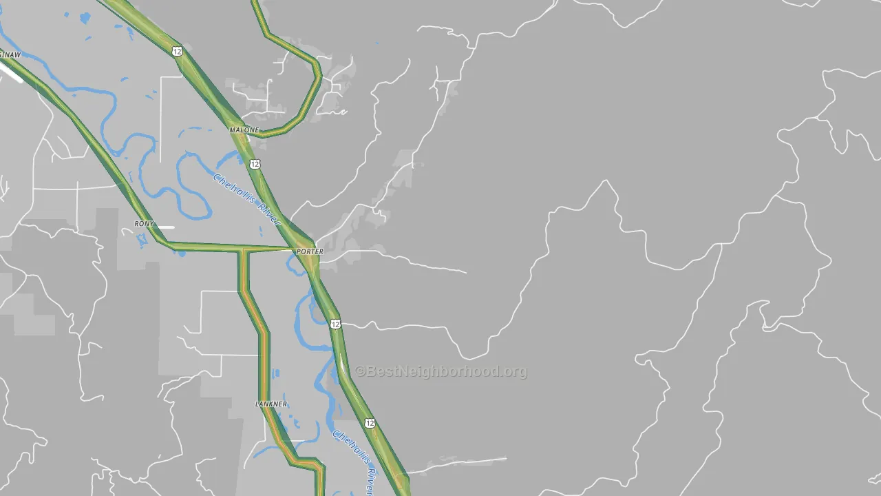 Porter, WA Map of Noise Levels in Porter
