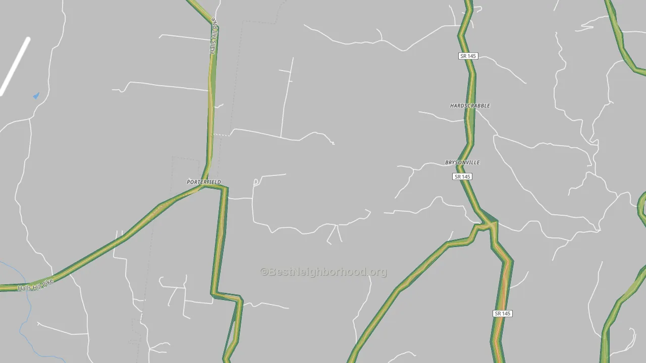 Porterfield, TN Map of Noise Levels in Porterfield