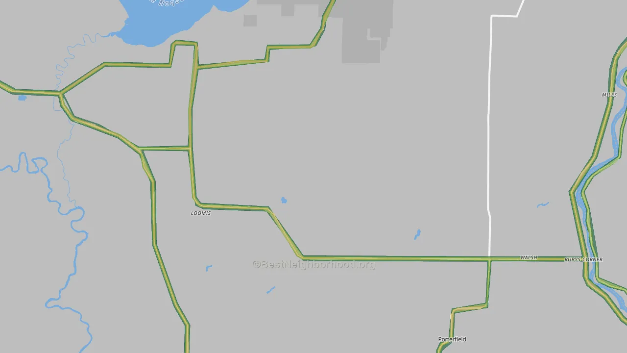 Porterfield, WI Map of Noise Levels in Porterfield