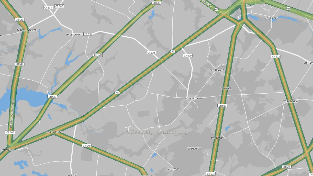 Portertown, NJ Map of Noise Levels in Portertown