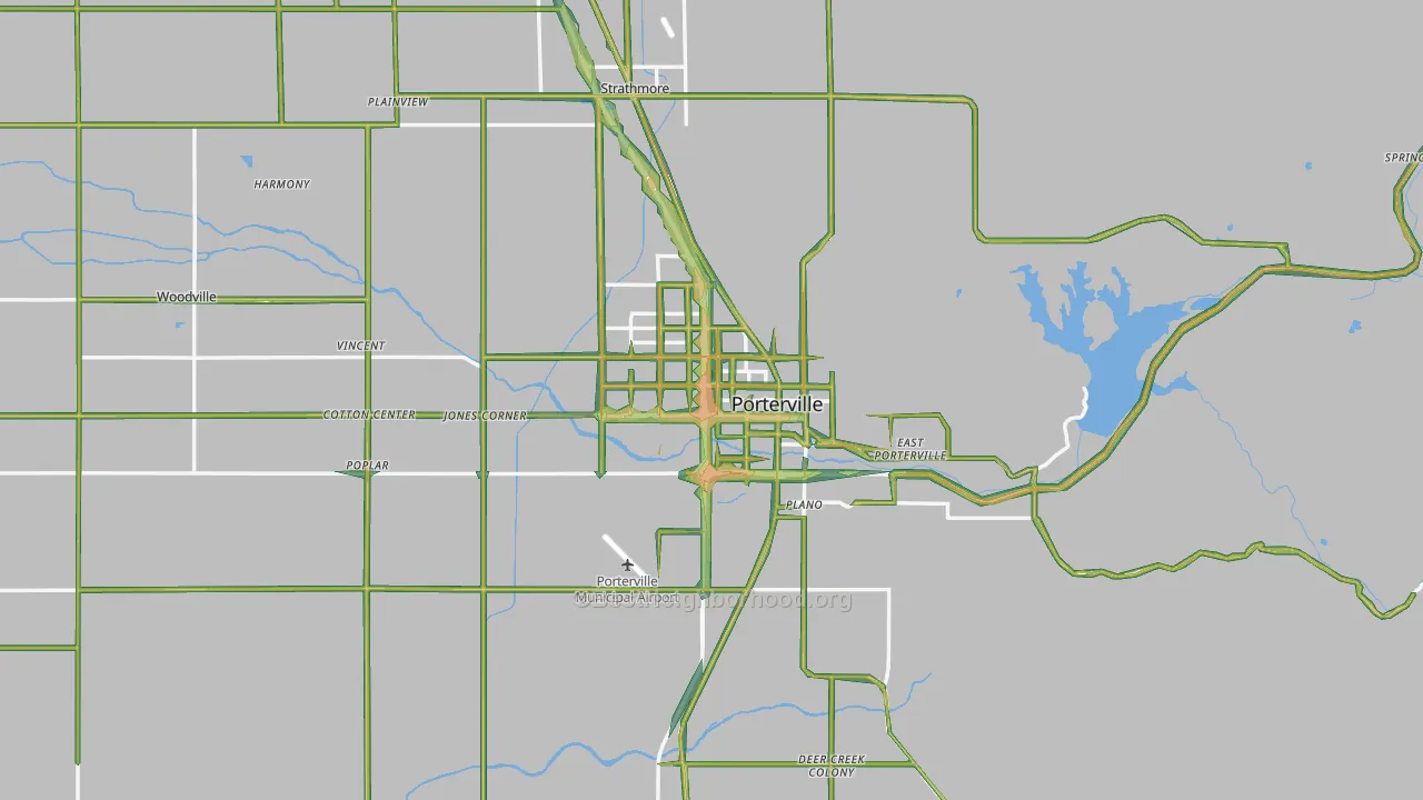 Porterville, CA Map of Noise Levels in Porterville