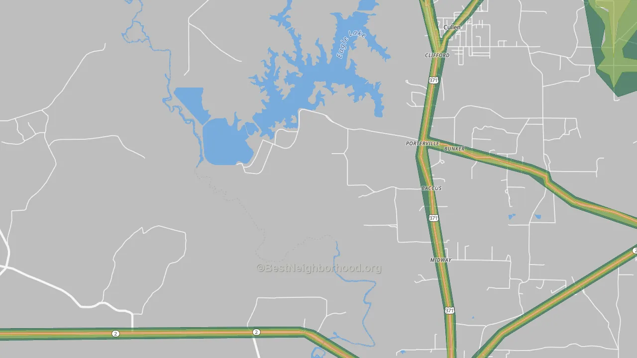 Porterville, LA Map of Noise Levels in Porterville